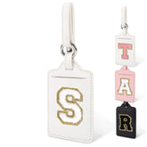 Personalized Initial Luggage Tags for Suitcases, Cute PU Leather Travel Letter Luggage Tags,Suitcase Identifier Name Baggage Tag,Bag Tags for Men Women Kids Luggage Handbags Schoolbags(White-White S)